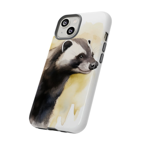Badger on a Yellow Background - Impact Resistant Phone Case